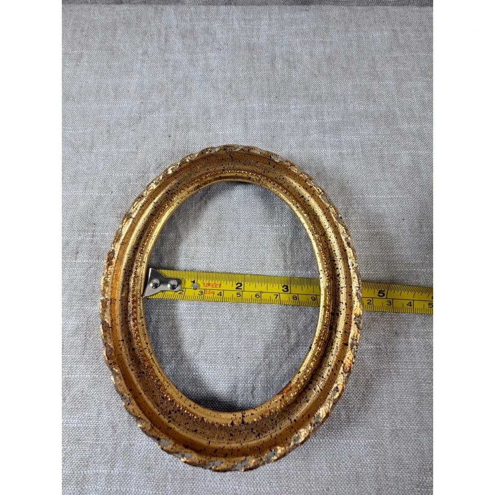 Pair Vintage Italian Gilt Oval Frames Florentine Gold Wood Open Frames